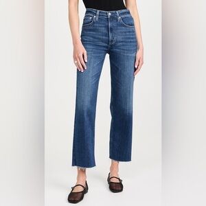 Citizens of Humanity Isola Cropped Jeans Blue Size 31 Raw Hem Straight